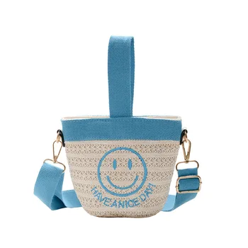 

Children Small Handbag Tote 2020 Summer Straw Crossbody Bags for Kids Girl Rattan Hand Bag Beach Messenger Bag