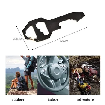 

1 pcs 6 In 1 Stainless Steel Carabiner Clip Bottle Opener Keychain Outdoor Tools Ring Climbing Accessories EDC Card Tool