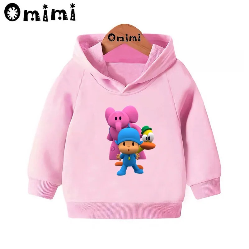 Pocoyo/милые детские свитшоты с героями мультфильмов; детские толстовки с капюшоном; крутой пуловер для малышей; топы для девочек и мальчиков; осенняя одежда; KMT5313