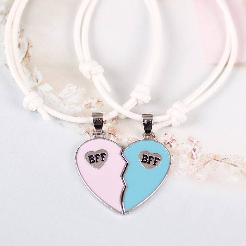 Bohemian Braided Bracelet Fashion Simple Ladies Stitching Heart Shaped Best Friend Bff Pendant Friendship Jewelry Gift 2020 - Bracelets