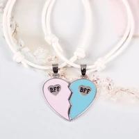 Bohemian Geflochtene Armband Mode Einfache Damen Nähen Herz Förmigen Besten Freund BFF Anhänger Freundschaft Schmuck Geschenk 2020