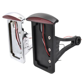 

12V Motorcycle Vertical Side Number Plate Holder Bracket Tail Light Axle For Iron Chopper Custom