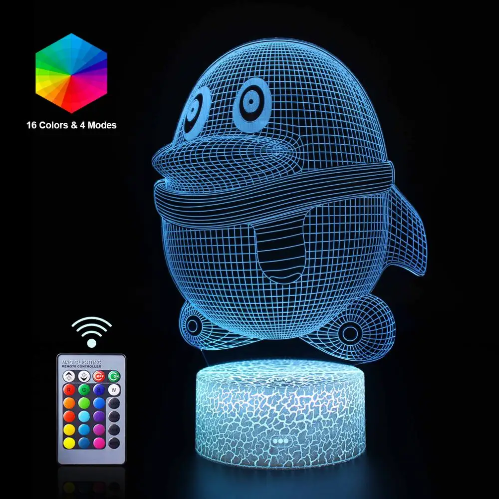3D Penguin LED Night Light Remote NightLight Cute Cartoon Animal Luminaria Kid Toys Table Lamp Birthday Christmas Halloween Gift | Лампы и
