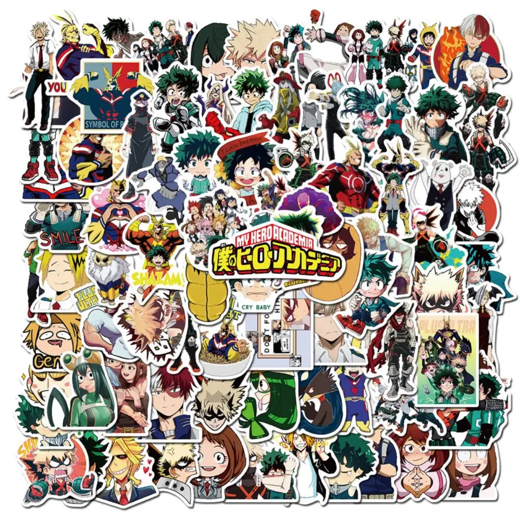 50/100pcs Anime My Hero Academia 스티커 노트북 스케이트 보드 Izuku Midoriya Might Boku No Hero Academia 캐릭터 스티커