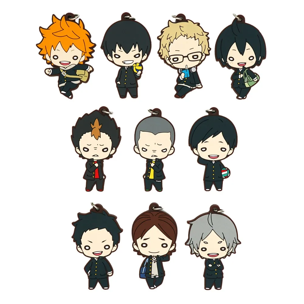 Anime haikyuu Rubber Keychain Key Ring Race Straps