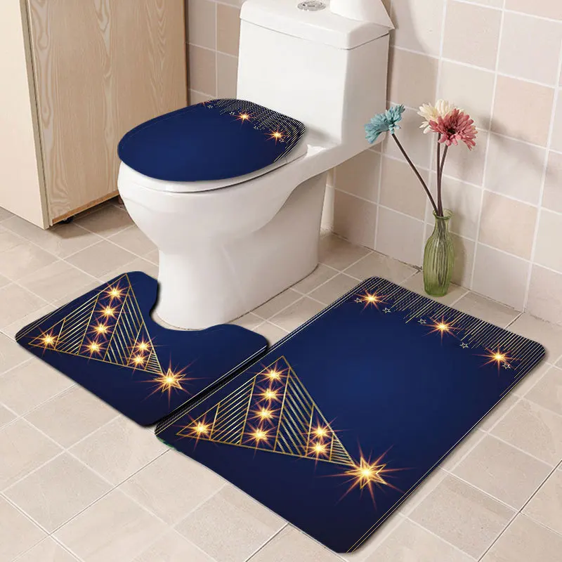 Рождественский коврик с принтом, трехсекционный Набор ковриков для ванной комнаты, поставка товаров