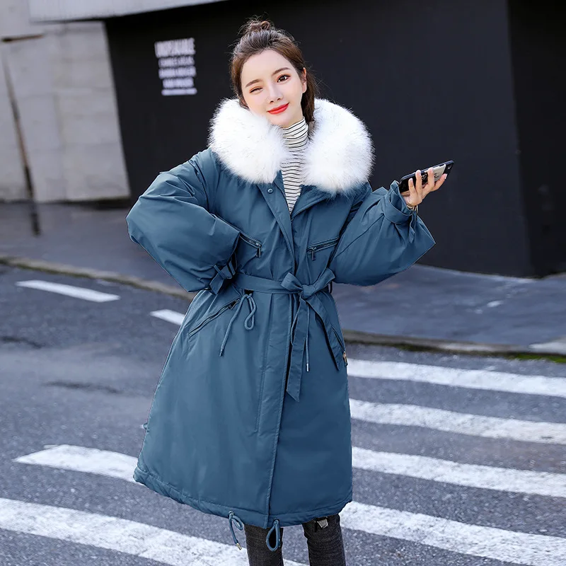 

Mid-length Fashion Elegant Versatile Korean-style Solid Color Simple Waist Hugging Cotton-padded Clothes Winter