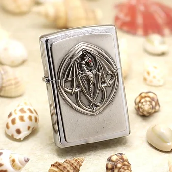 

Genuine Zippo oil lighter copper windproof 3D Little Dinosaur cigarette Kerosene lighters Gift With anti-counterfeiting code