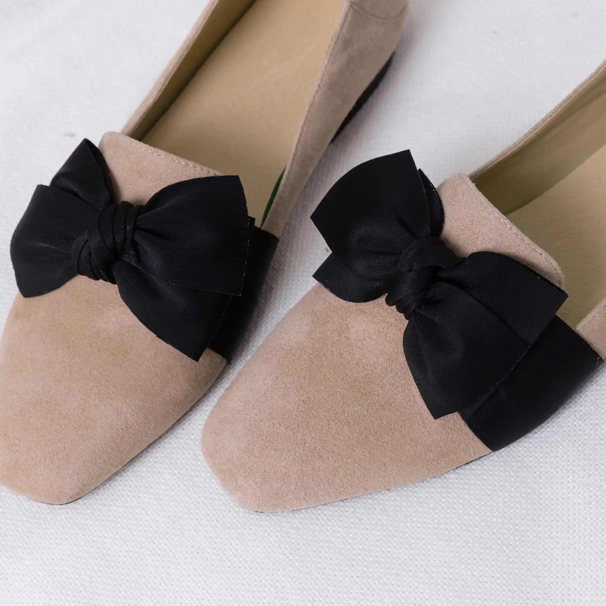 Krazing Pot sheep suede butterfly-knot low heels square toe European daily wear preppy style maiden sunshine gril pumps L67