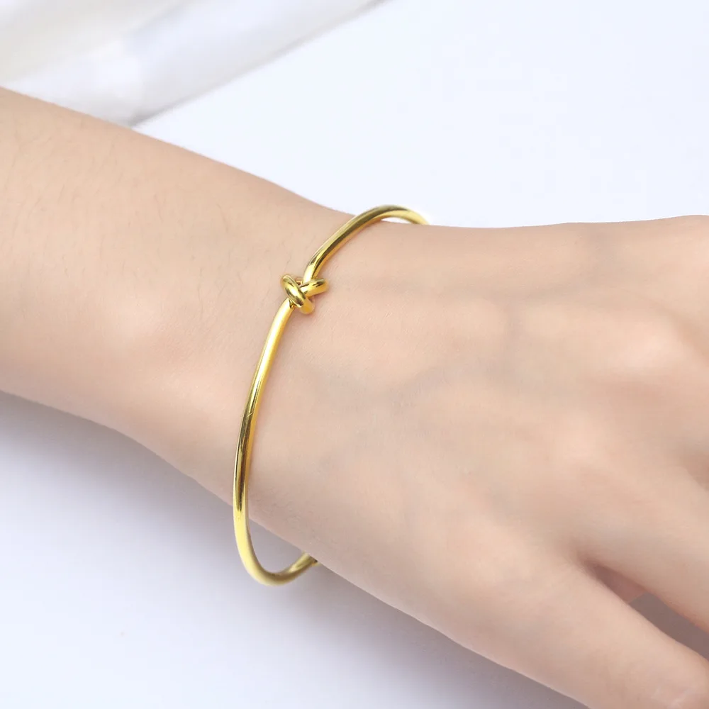

Fashion Bracelets Bangle Gold Beads Stainless Steel Jewelry Woman Accessories Personality Tie The Knot Adjustable Open Bracelet
