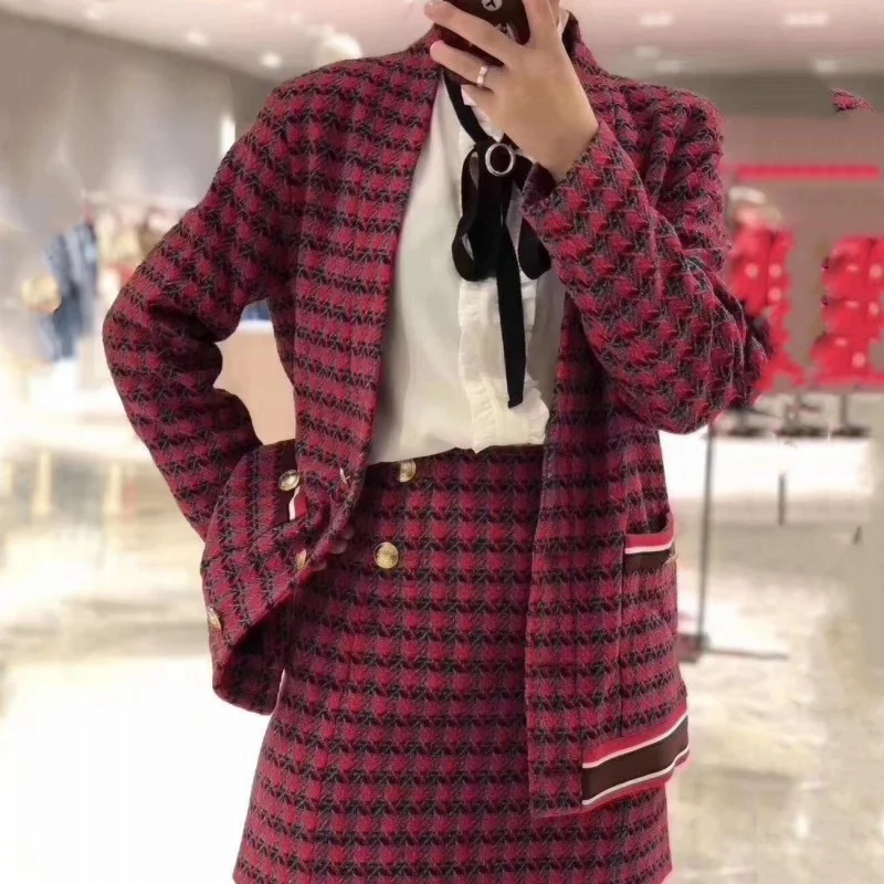 

Твидовая Женская куртка, модный вязаный клетчатый кардиган с V-образным вырезом, пальто, весна-осень, Женская однобортная Повседневная Верхняя одежда с длинным рукавом