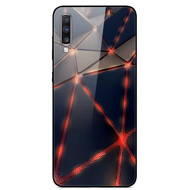 Роскошный стеклянный чехол для samsung Galaxy A70, чехол A 70, чехол на заднюю панель для samsung A70, чехол A705F 6,", ТПУ Рамка, бампер