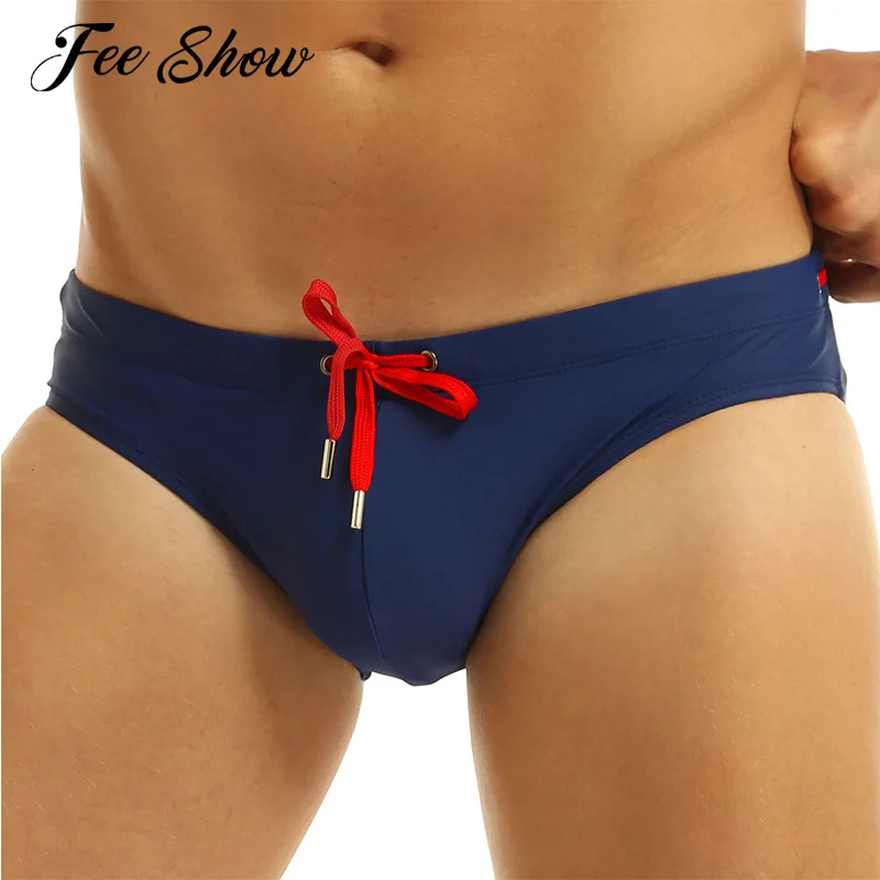 Мужской однотонный с кулиской спереди съемный мягкий чехол для плавания Бикини плавки нижнее белье