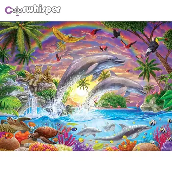 

Daimond Painting 5D Full Square/ Round Dolphin Sea World Animal Diamond Rhinestone Embroidery Crystal Cross Stitch Mosaic D143