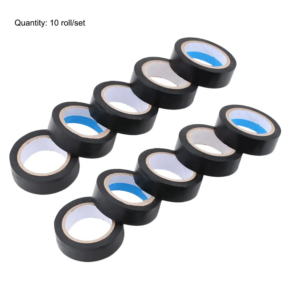 

Professional 10 roll/set Black PVC Tape Insulation Strong Adhesive Waterproof Electrical Work DIY Home Repair Tools