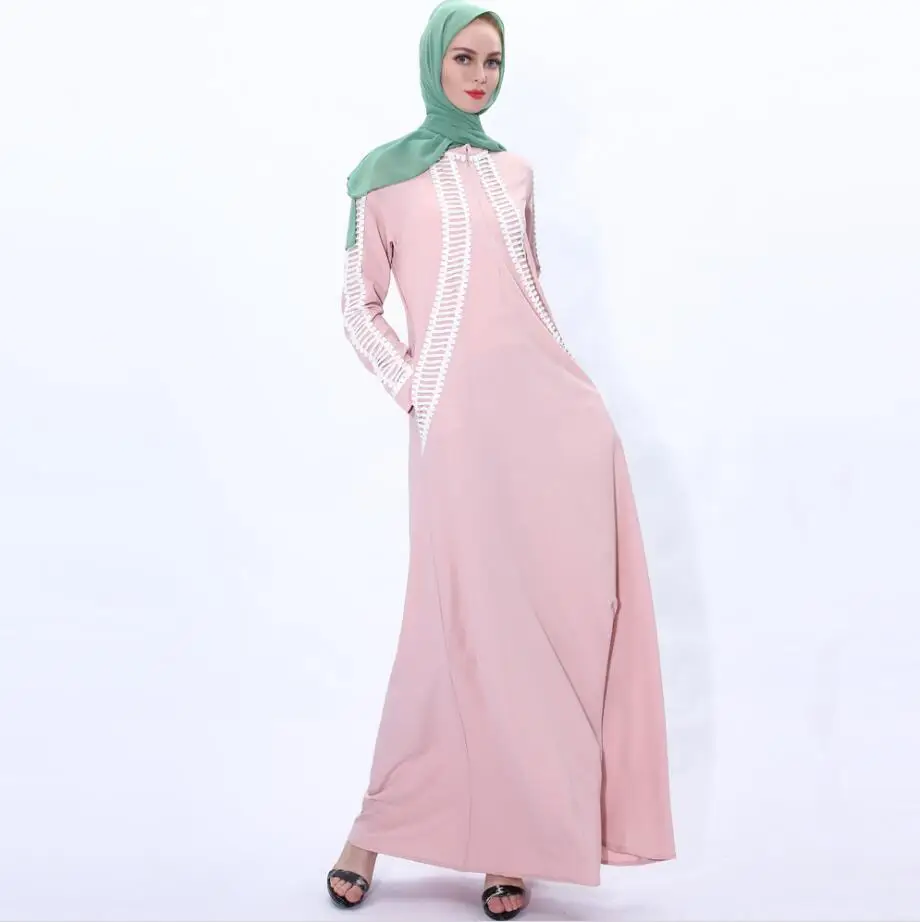 

Новинка Весна 2020 изысканное кружевное повседневное мусульманское платье элегантное женское с длинным рукавом Исламская абайя халат a1393