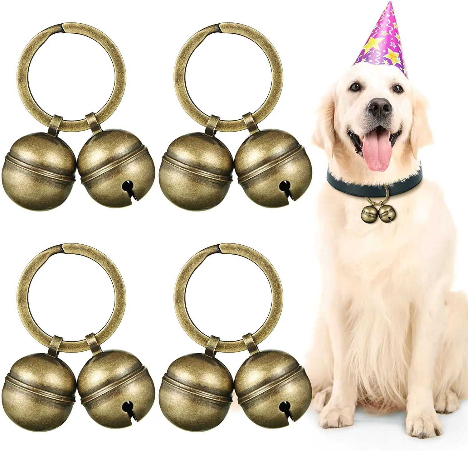 Katze Hund Kragen Messing Glocken Kragen Hund Charme Bronze Glocken Pet Anhänger Schlüssel Ringe Halsbänder Halskette Weihnachten Baum Klingenden Glocken