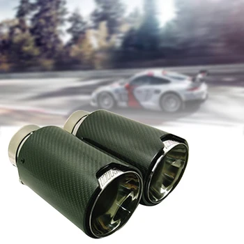 

Car Exhaust Tail Pipes Glossy Carbon Muffler Tip Tail End Universal Stainless Steel Straight Flange black For 3 Series