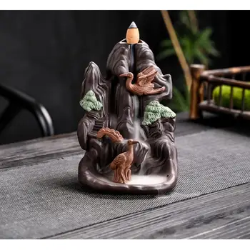 

Lofty Mountains And Flowing Water Incense Sticks Holder Mountain Shape Backflow Incense Burner Ceramic Creative Home Decor