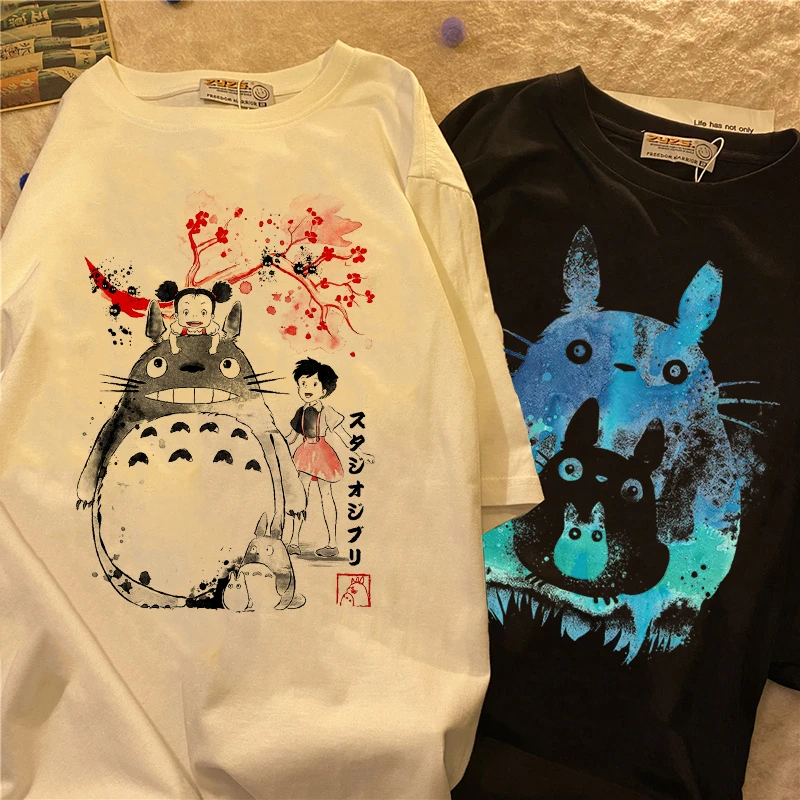 Totoro Studio Ghibli Harajuku Kawaii T Shirt Women Ullzang Miyazaki Hayao Tshirt Funny Cartoon T-shirt Cute Anime Top Tee Female vintage graphic tees