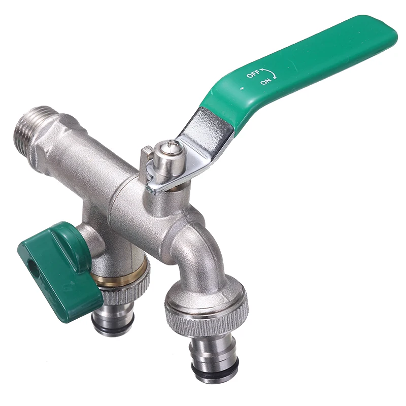 Double Duo Outlet Garden Outdoor Tap Valve Faucet 1/2" / 3/4" Frost-proof Brass Garden Hose Faucet Water Tank Hose Connector