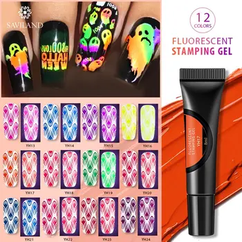 

SAVILAND 24 Colors Neon Stamping Fluorescent Gel Lacquer Soak Off Gel Varnish for DIY Nail Art Stamping Glitter Polish Nails