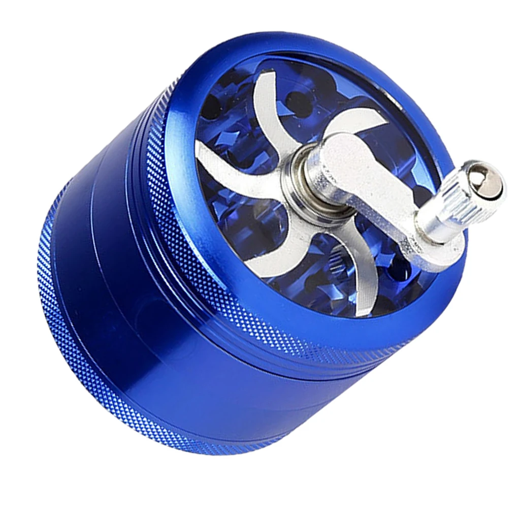 Metal Herb Spice Grinder 4 Parts Hand Crank Herbs Spice Mill Grinder Extra Storage