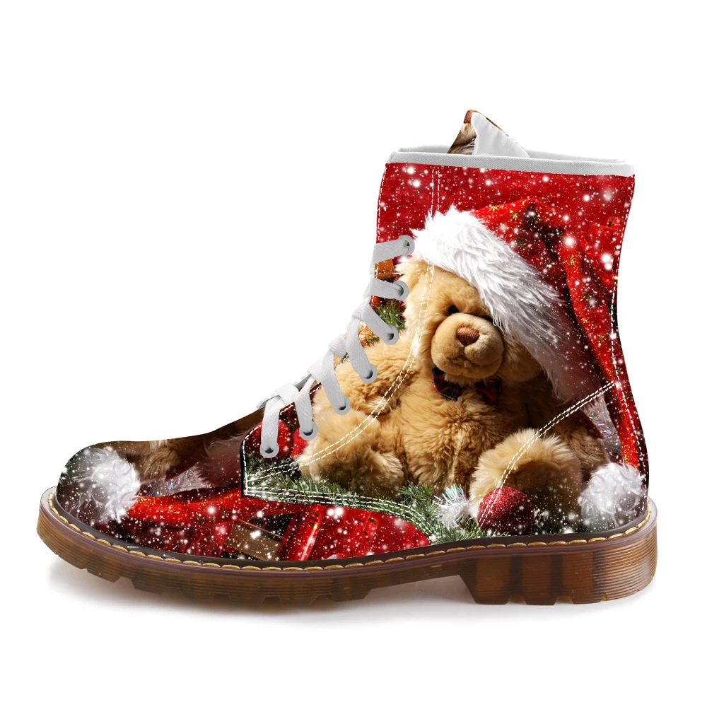 Г. Новые стильные женские модные ботинки до середины икры для ваманских уникальных рождественских елок, кукол Санта-Клауса, высокие сапоги с принтом - Цвет: STYLE 1