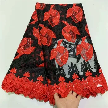 

High class French net lace fabric with flower cord lace African tulle lace material for wedding ZQN253(5yards/lot)