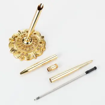 

Retro Metal Ballpoint Pen Attached Base Stand Desk Office Counter Wedding Guest Sign Signature Pens Stationery