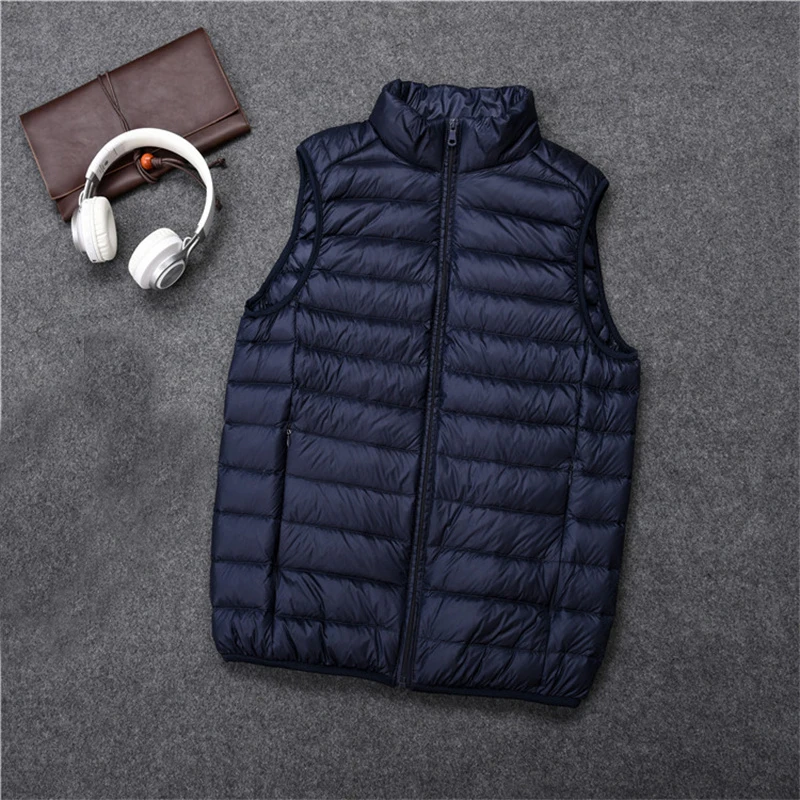Men Vest Down Jacket 90% Sleeveless Ultra Light Male Portable Coat Gilet Lightweight Windproof Warm Waistcoat Windproof Parka