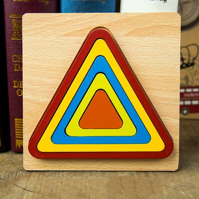 Triangle Деревянные геометрические формы головоломка Монтессори Сортировка игра детский сад учебные материалы дошкольные развивающие игрушки От 3 до 6 лет - Цвет: Triangle