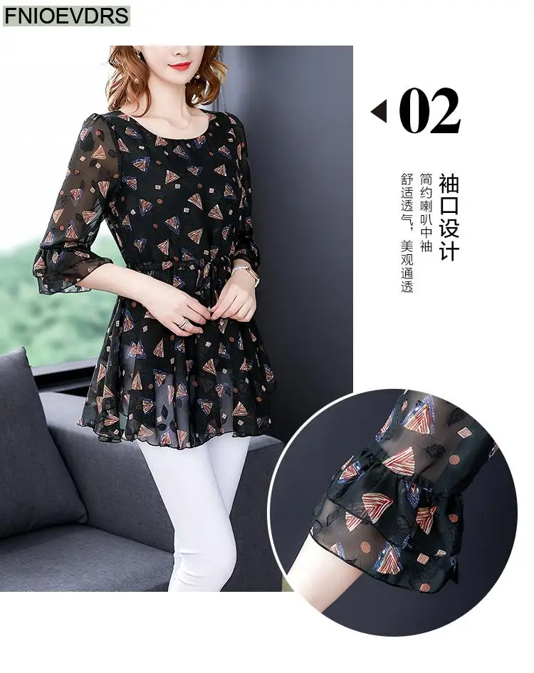Loose Lazy 5XL 4XL 3XL Clothes Elegant Blusas Women Summer Blouse Floral Print Office Lady Belly Vintage Retro Tunic Peplum Tops
