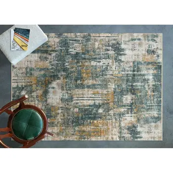 

Apex Motto 5 'x 8' Microfiber Navy Blue/Yellow Area Rug
