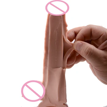 Mlsice 20cm Double Realistic Artificial Penis Dick Soft Silicone Dildo Suction Cup Male Woman Masturbator Adult Sex Toys Dildos 2