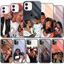 

Tempered Glass Case for iphone 11 12 13 Pro Max 7 X XR 12Mini XS Max 13Mini 6 8 SE Phone Cover Shell Art Afro Couple