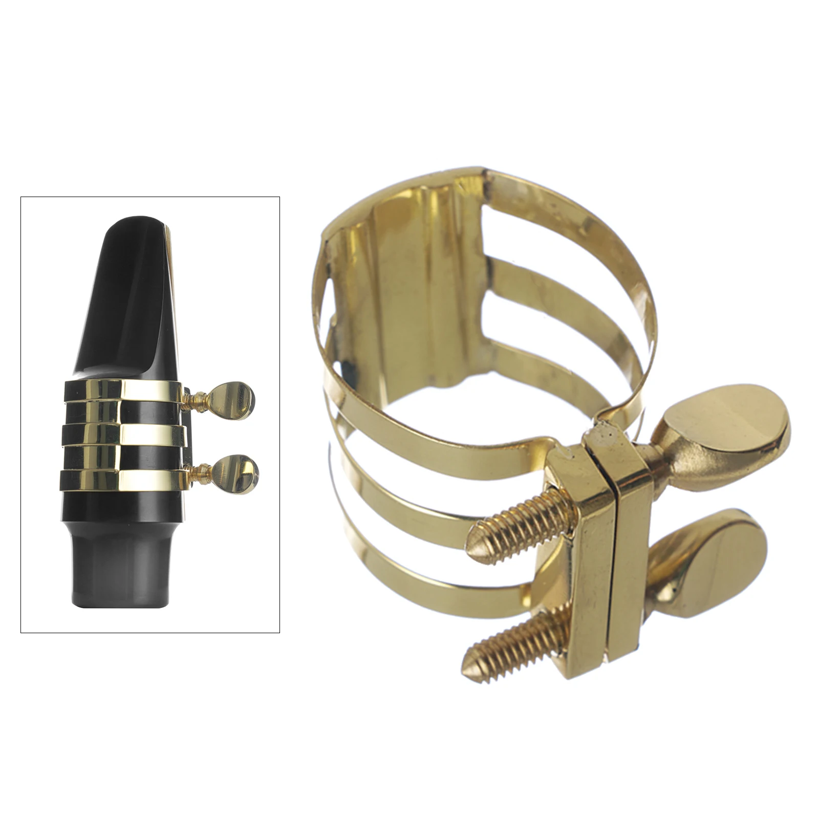 perfeclan Ligature Fastener Zinc Alloy Compact Durable for Alto/Tenor/Soprano Sax Saxophone Rubber Mouthpiece Accessories Alto Double Screws 