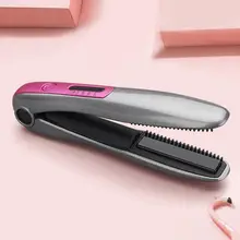 Портативный usb зарядка Профессиональный мини выпрямитель и бигуди светодиодный дисплей беспроводной Выпрямитель волос Утюг