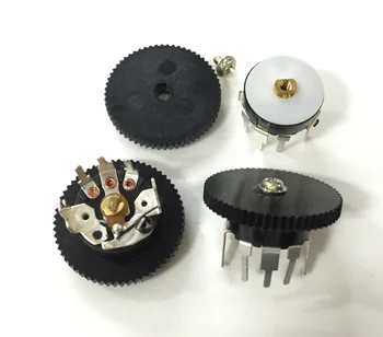 

5PCS 12 type rotary dial potentiometer with switch 50K dial potentiometer radio with black wheel potentiometer