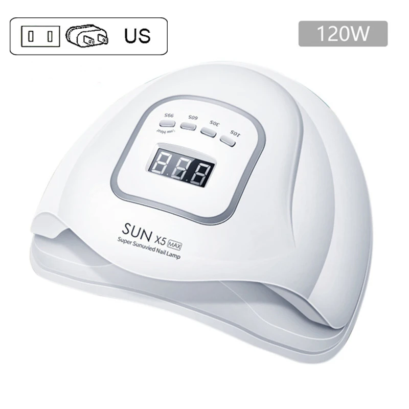 SUNX5 MAX 90 Вт 45 светодиодный s Сушилка для ногтей, солнечный светильник для маникюра, УФ-лампа, светодиодный светильник для ногтей, лампа для ногтей с автоматическим зондированием, ЖК-дисплей - Цвет: SUNX5 MAX (US Plug)