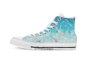

Sea And Sky Cubes Custom Casual High Top lace-up Canvas shoes sneakers Drop shipping