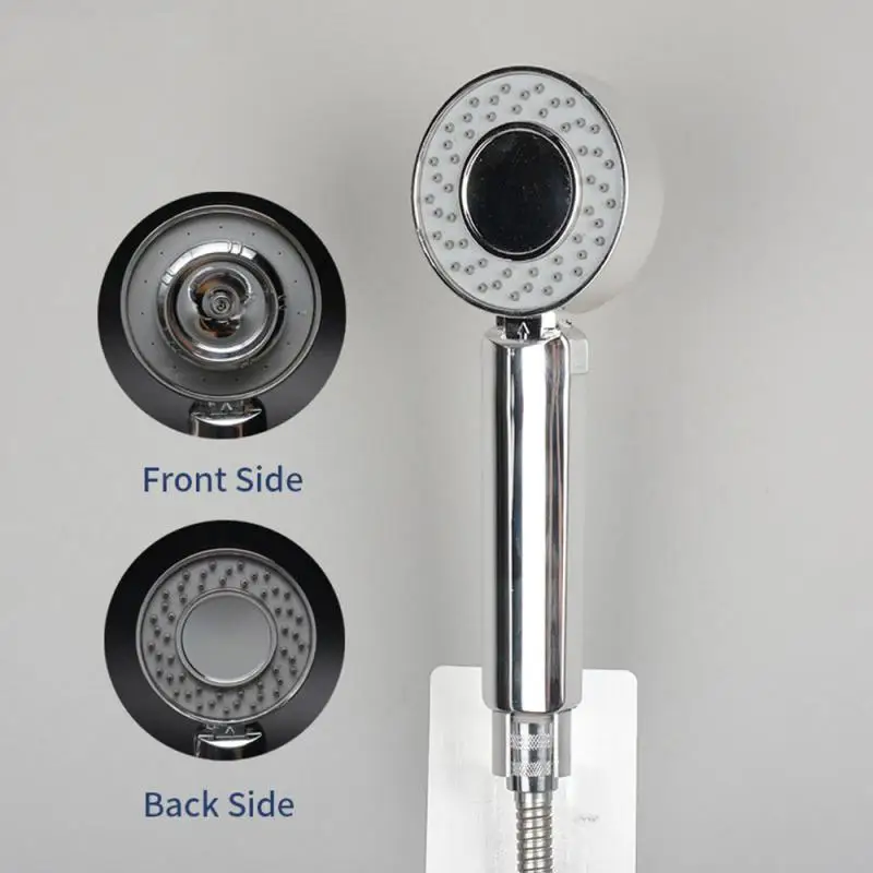 NEW Removable Double-sided Shower Head Water Saving Round ABS Chrome Booster Bath Shower High Pressure Handheld Hand Shower - Цвет: Showerhead