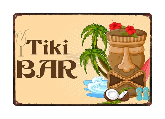 TIKI Bar вывеска для серфинга металлические вывески лето пляж потертый шик Винтажный стиль стены паба домашний декор для ресторана металлический плакат DU-3029A - Цвет: DU1601