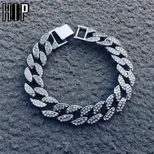 В стиле «хип-хоп» Bling льдом Для мужчин браслет полный стразы со стразами золотые Цвет Майами КУБИНСКИЙ звено цепи Браслеты для Для мужчин, ювелирное изделие, Дропшип