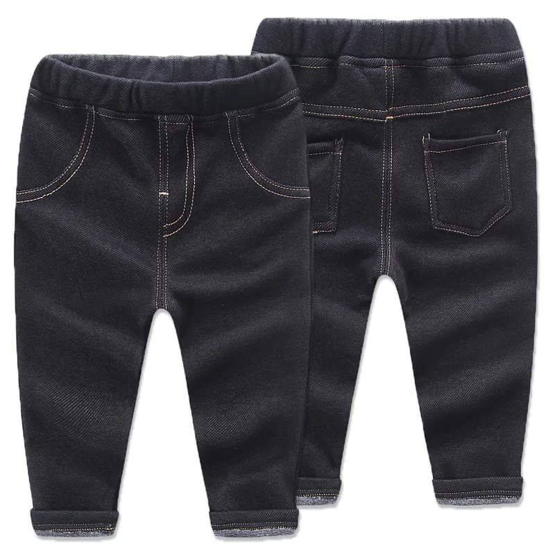 Новинка; плотные джинсы для девочек; зимние длинные брюки для маленьких мальчиков; теплые штаны в Корейском стиле для девочек