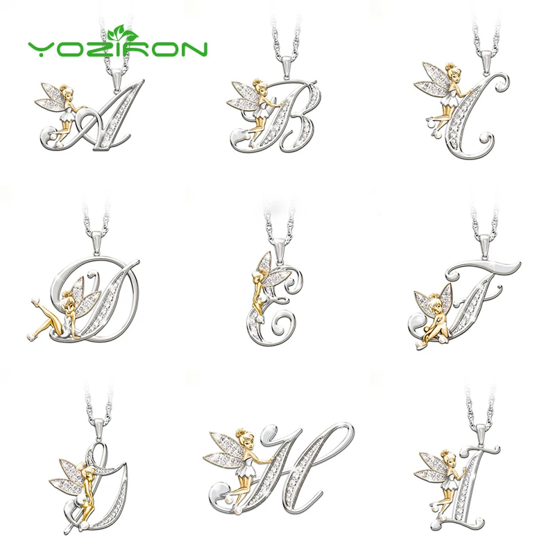 Yoziron Стразы милый цветок фея эльф ожерелье для женщин A-Z кулон ожерелье из хрусталя ювелирные изделия подарок аксессуар