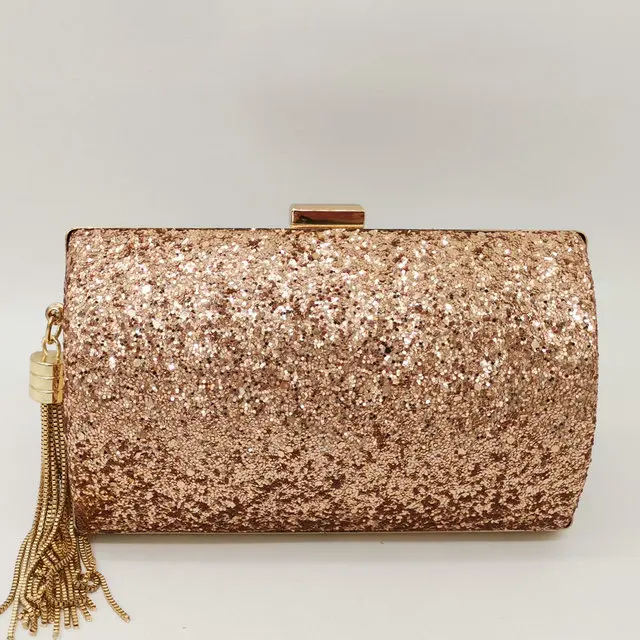 Champagne Bag Boutique De FGG женские вечерние сумки и клатчи с синими блестками и кисточками праздничный ужин Дамский металлический клатч дамские сумочки и кошельки - Цвет: Champagne Bag