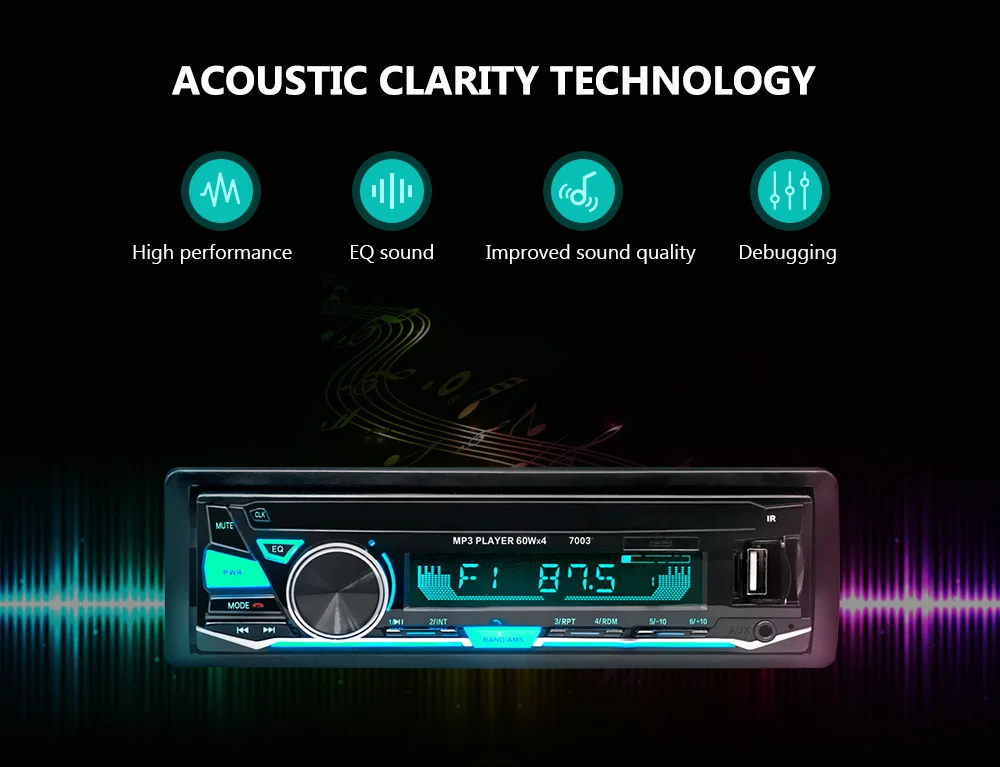 7003 Bluetooth Авто mp3-плеер мультимедийная система 87,5-108,0 МГц fm-радио с пультом дистанционного управления XQ-184