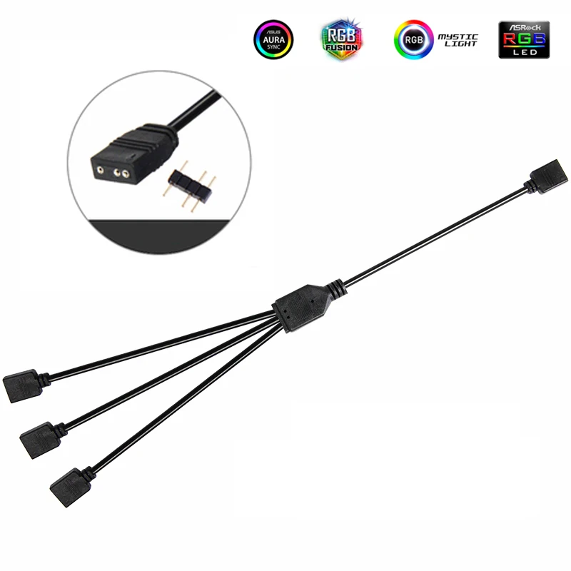 Материнская плата AURA RGB Интерфейс 12 V/5 V прибор приемно-D-RGB синхронизации концентратор передачи мм, удлиняющий кабель, для ASUS GIGABYTE MSI - Цвет лезвия: 1-3 3Pin 5V