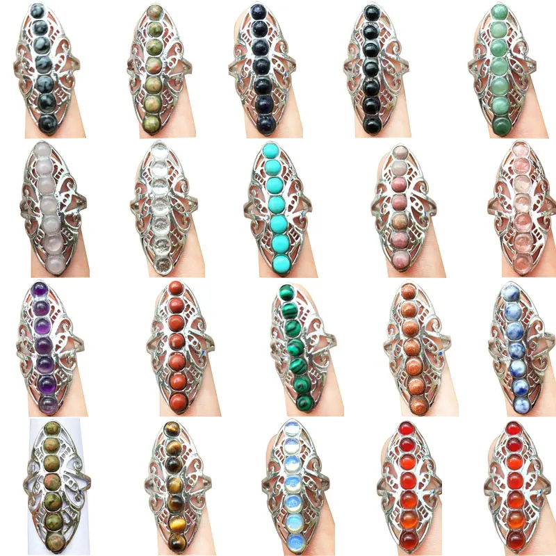 Howlite Avventurina Goldstone Occhio Di Tigre Lapis Lazuli Naturali Malachite Corniola Jaspe Di Cristallo Donne Uomini Anello Unakite Regolare Wb791